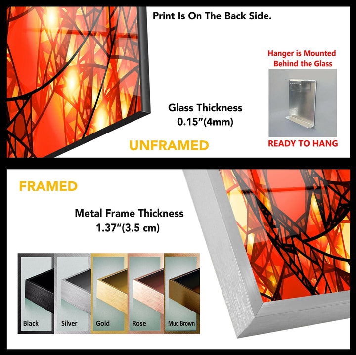 Red Stained Floral Glass Wall Art
