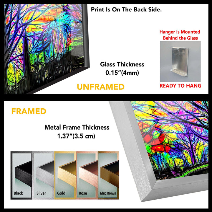 Farbenfrohe Wandkunst aus Glas mit Lebensbaummotiv