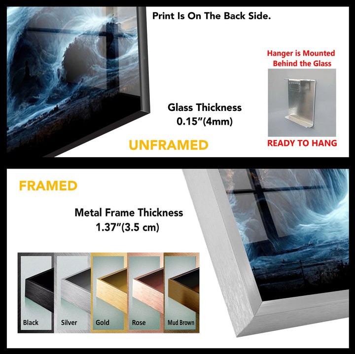 Moonlit Ocean Storm: A Stunning Landscape Art Print on Glass Wall Art