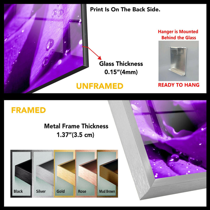 Closeup Of Purple Rose Glass Wall Art, art glass wall art, glass wall art pictures