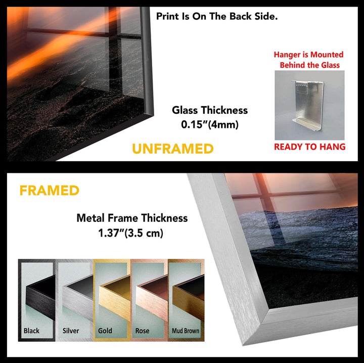 Vivid Sunset Reflection: A Mesmerizing Landscape Art Print on Glass Wall Art