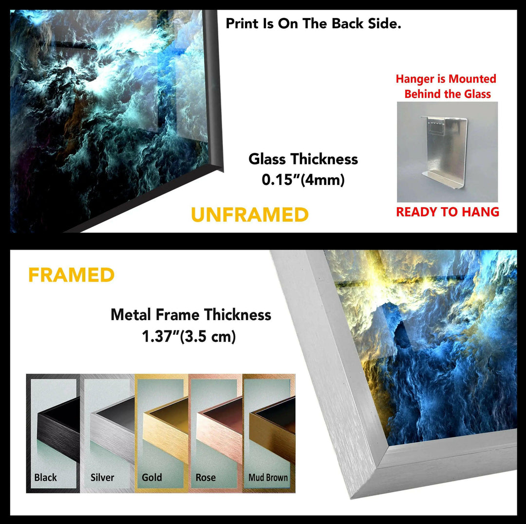 Stunning Cosmic Storm Abstract Wall Art featuring unique abstract glass design in vibrant blue hues for modern decor.