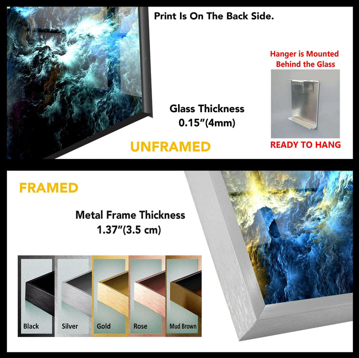 Stunning Cosmic Storm Abstract Wall Art featuring unique abstract glass design in vibrant blue hues for modern decor.