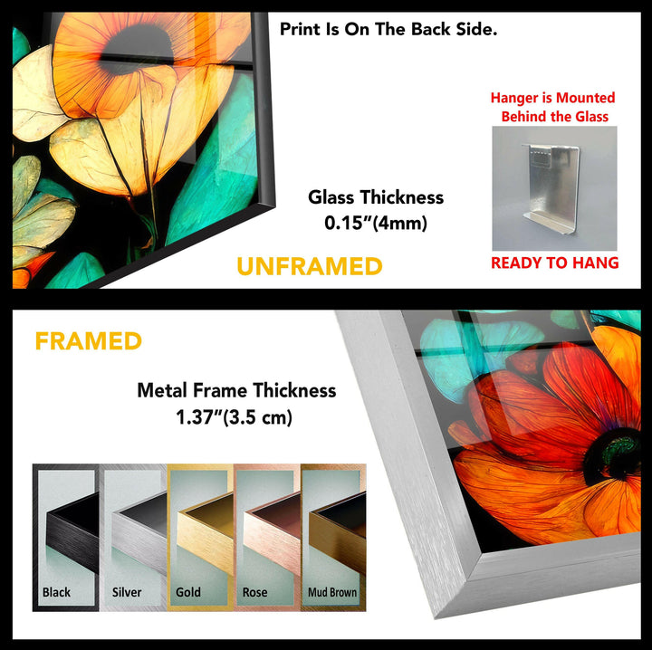 Art Nouveau Flowers Glass Wall Art, custom glass photo prints, large glass prints