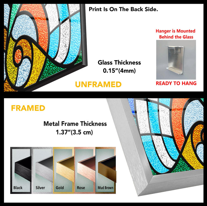 Stained Orange & Blue Glass Wall Art