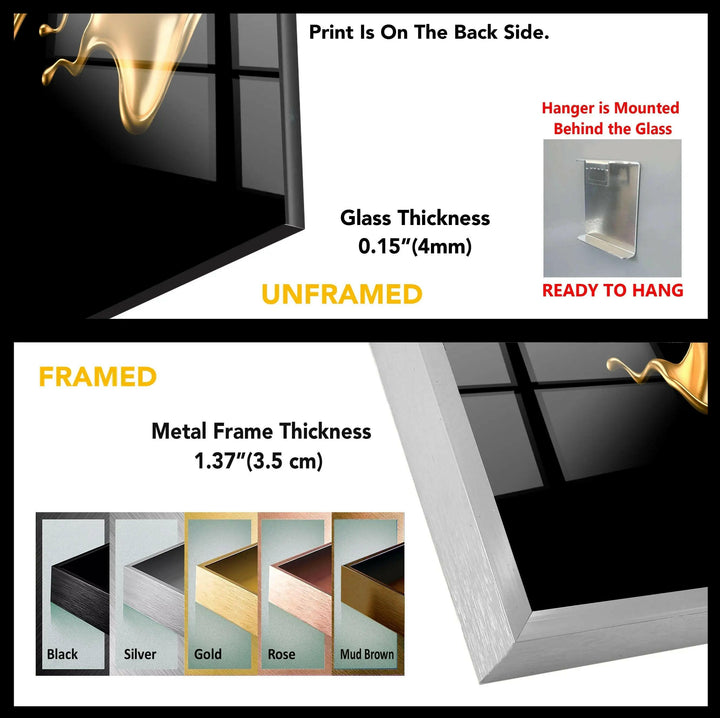 Golden Abstract Tempered Glass Wall Art - MyPhotoStation