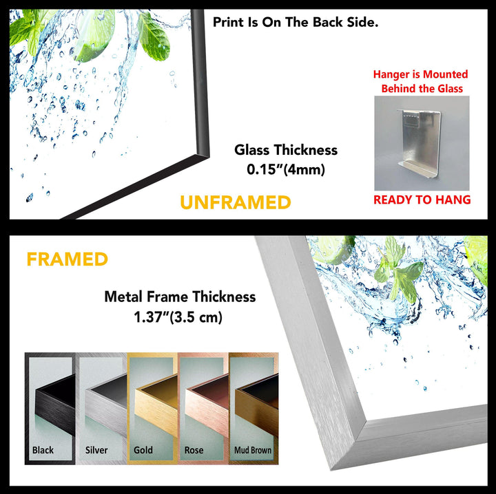 Citrus Fruit Kitchen Glass Wall Art, custom glass pictures, glass art prints