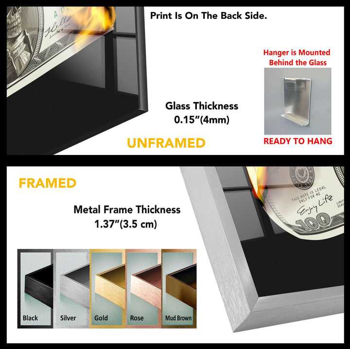 Money Modern Tempered Glass Wall Art - MyPhotoStation