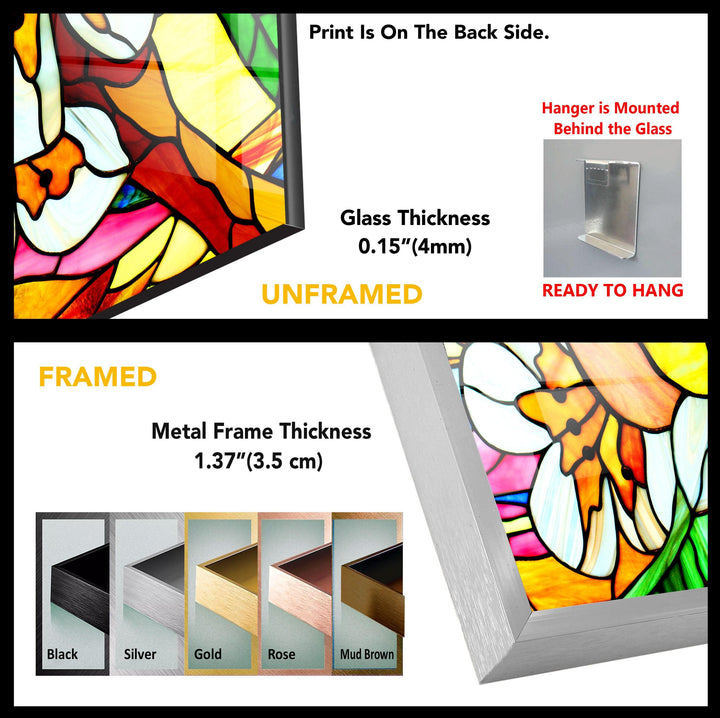 Floral Stained-Glass Window Glass Wall Art, photo print on glass, prints on glass wall art
