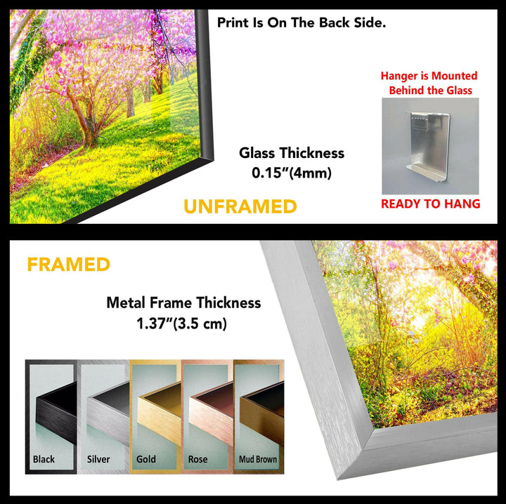 Cherry Blossom Glass Wall Art