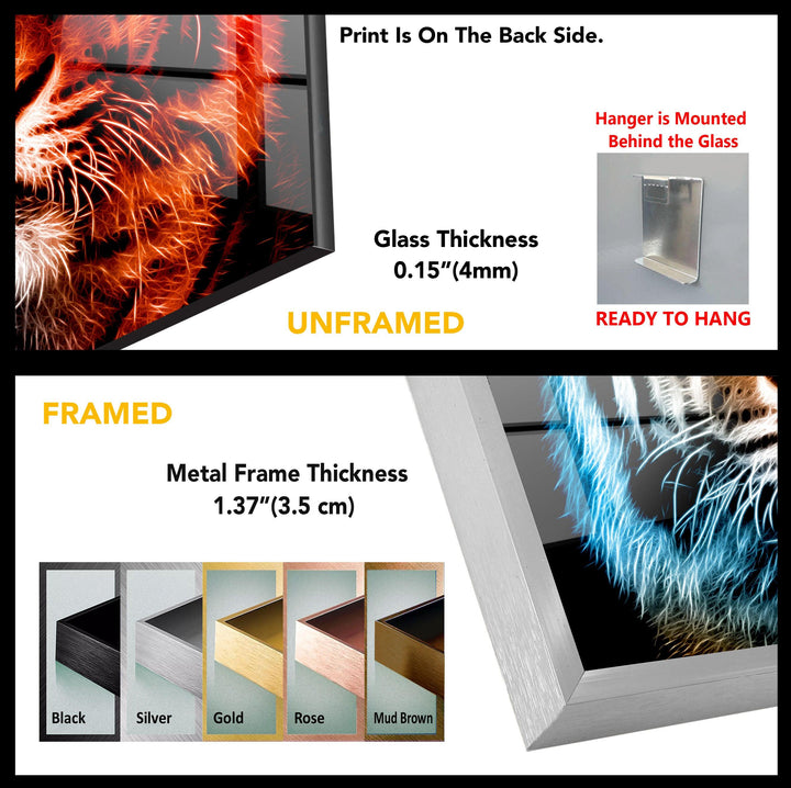 Tiger-Portrait aus Glas als Wanddekoration