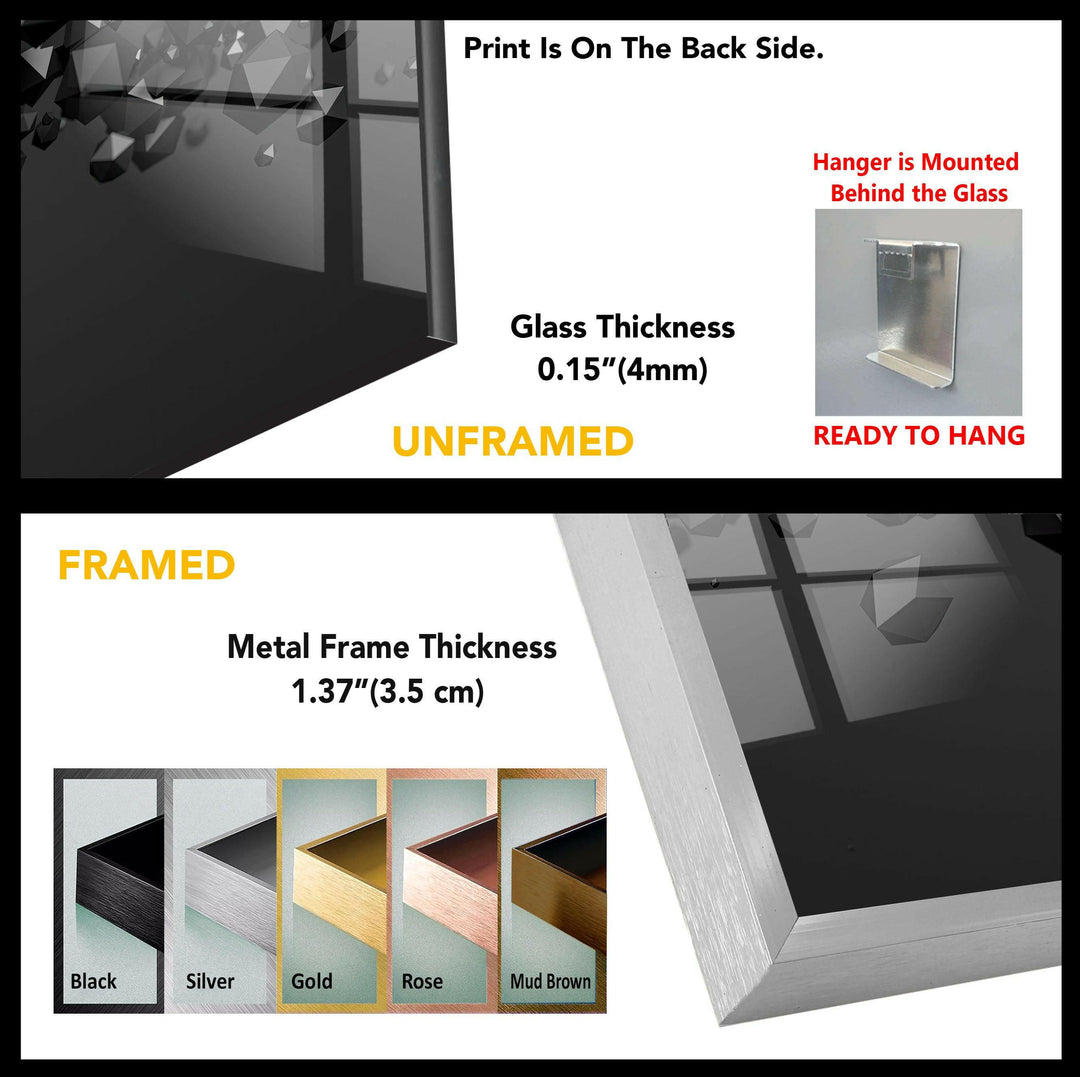 Schwarze 3D abstrakte Diamant-Glaswandkunst