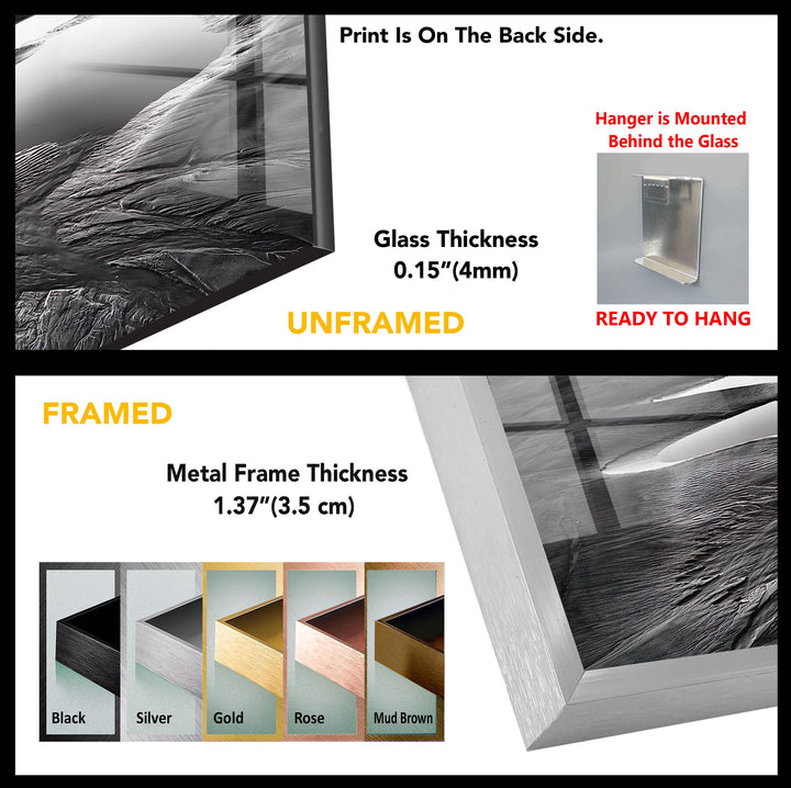 Schwarz-weiße Strandlandschaft als Wandbild aus Glas – Ein beeindruckender Blick aufs Meer