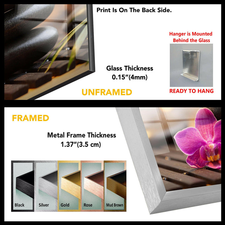 Pink Zen Spa Stones Glass Wall Art