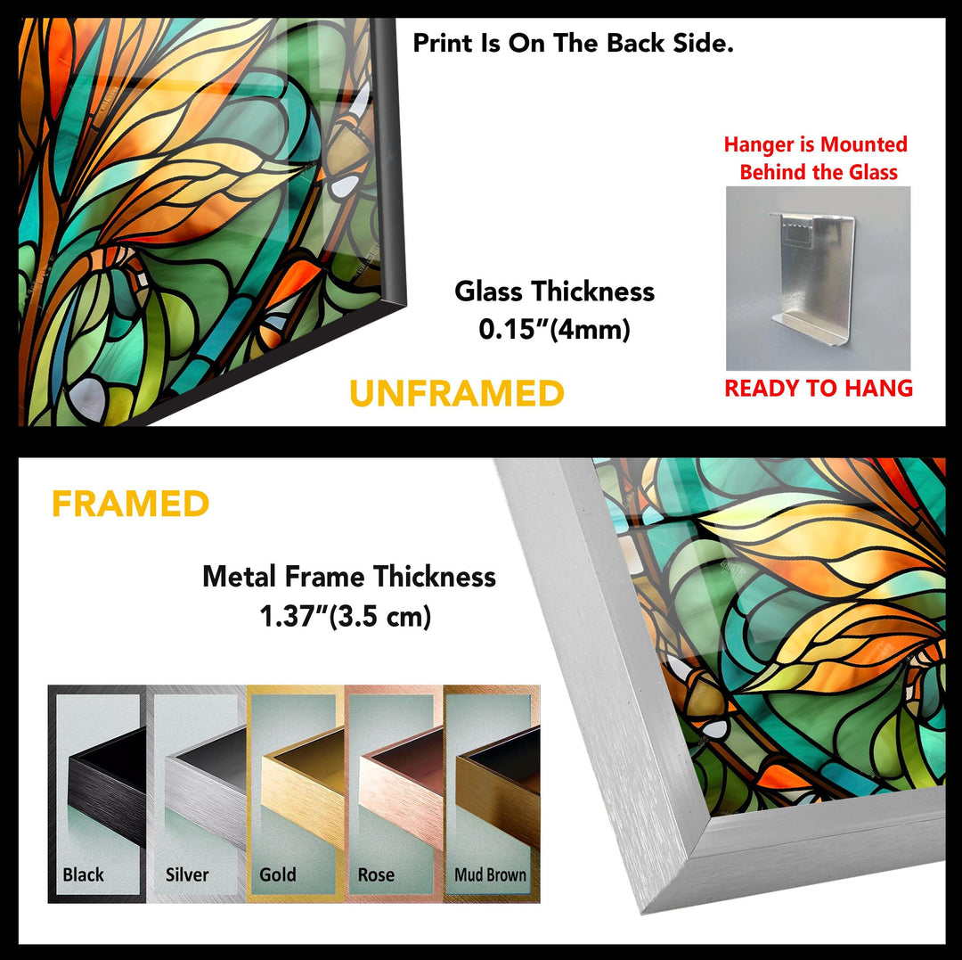 Stained Green & Orange Glass Wall Art