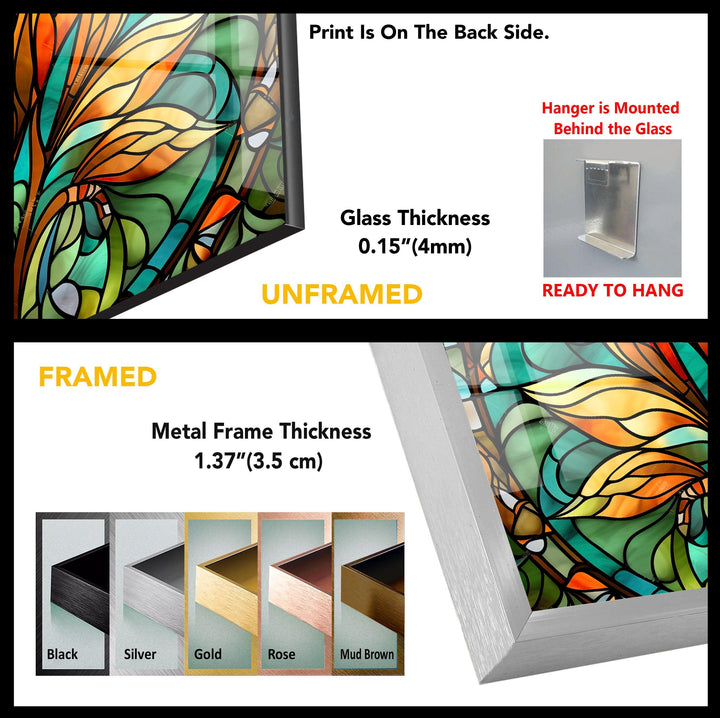 Stained Green & Orange Glass Wall Art