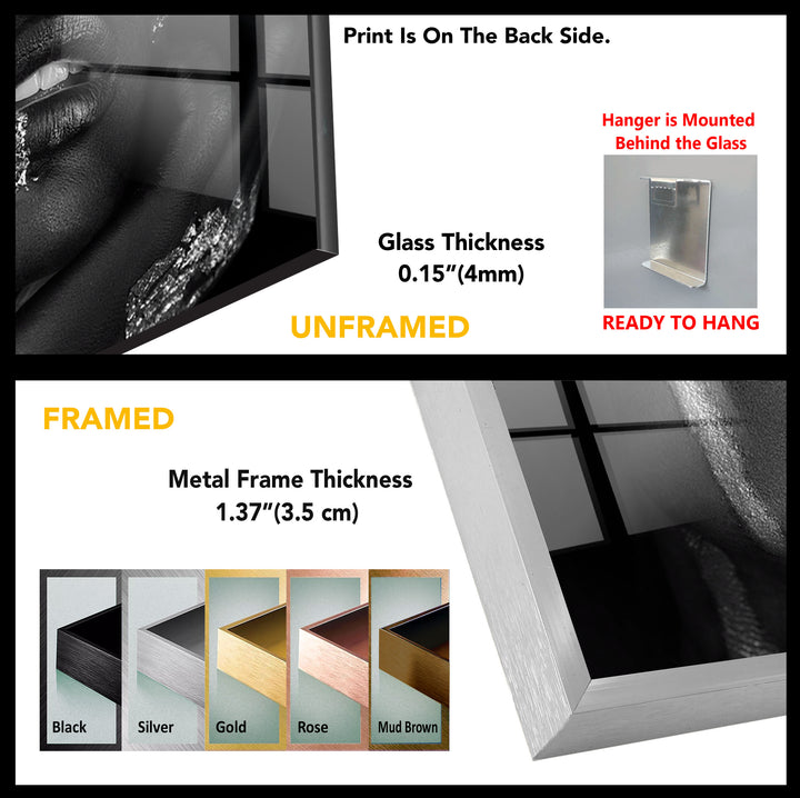 Black & Silver Woman Portrait Glass Wall Art