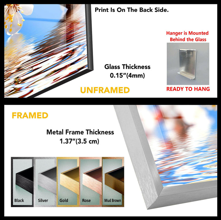 Cherry Tree Branch In Bloom Glass Wall Art, art glass wall art, glass wall art pictures
