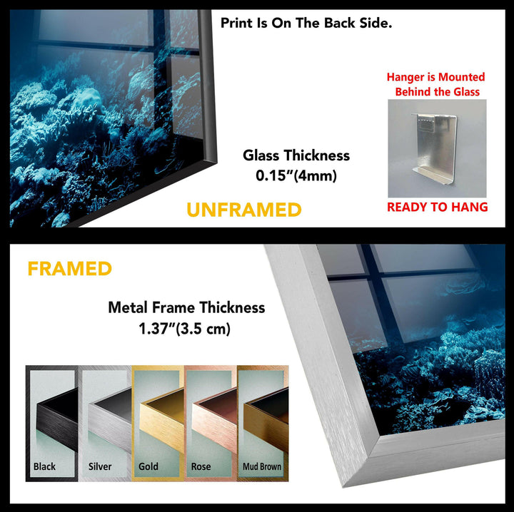 Deep Ocean Serenity: A Mesmerizing Underwater Scene on Glass Wall Art