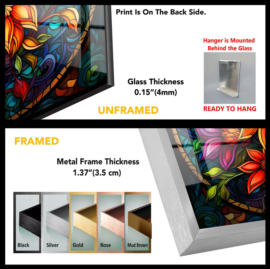 Vintage Floral Stained Glass Wall Art