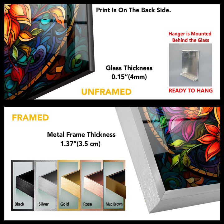 Vintage Floral Stained Glass Wall Art