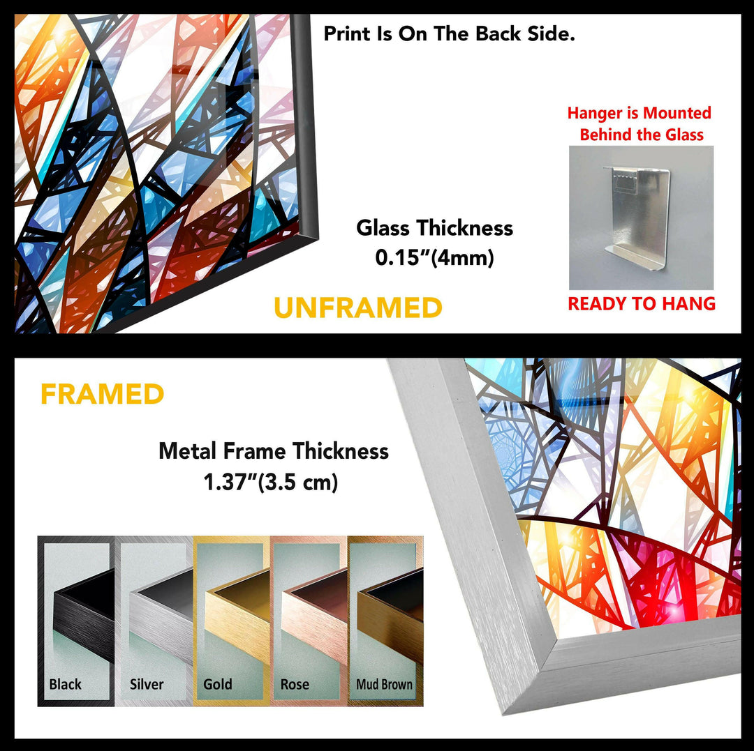Blue & White Geometric Glass Wall Art
