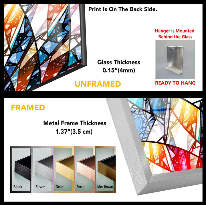 Blue & White Geometric Glass Wall Art