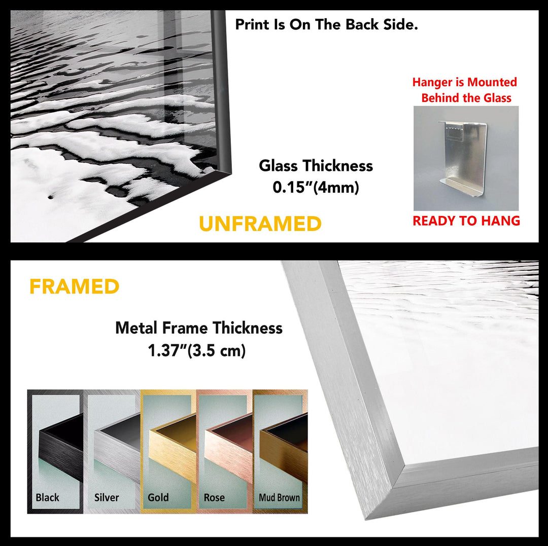 Black and White Seascape: A Minimalist Ocean View on Glass Wall Art