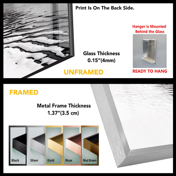 Black and White Seascape: A Minimalist Ocean View on Glass Wall Art