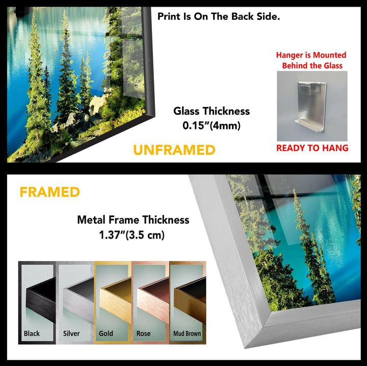 Turquoise Mountain Lake: A Stunning Alpine Landscape on Glass Wall Art
