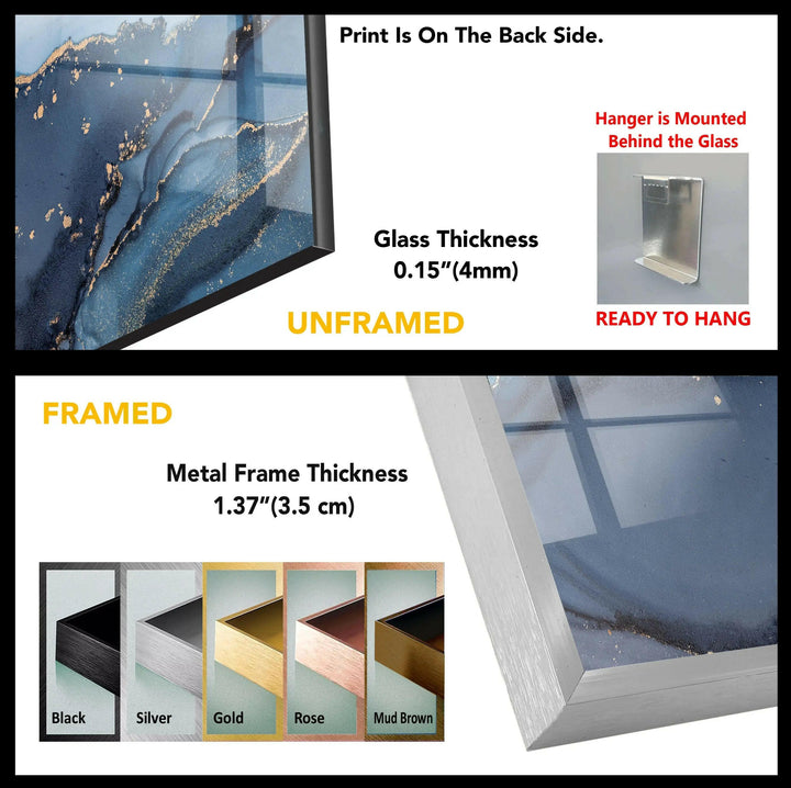 Blue abstract Glass Wall Artwork & Cool Art Prints
