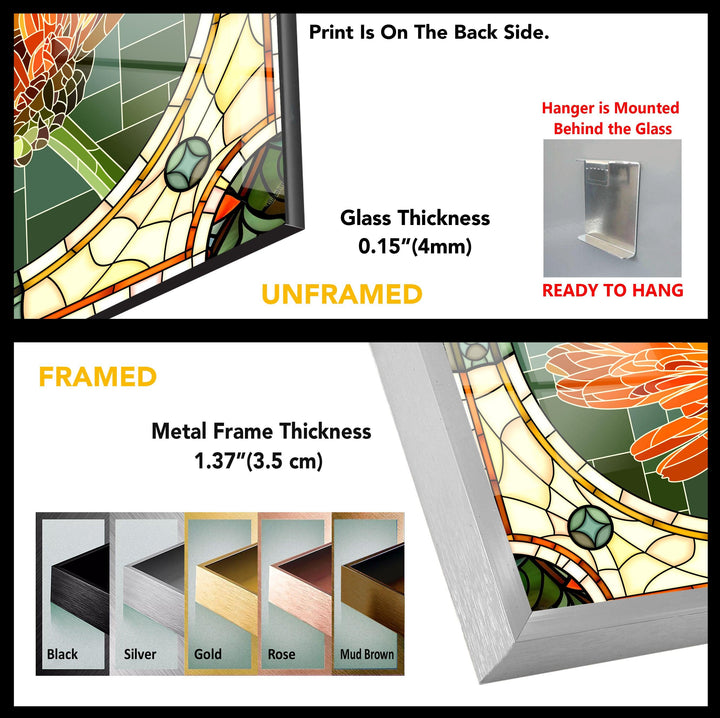 Stained Flower Orange Glass Wall Art