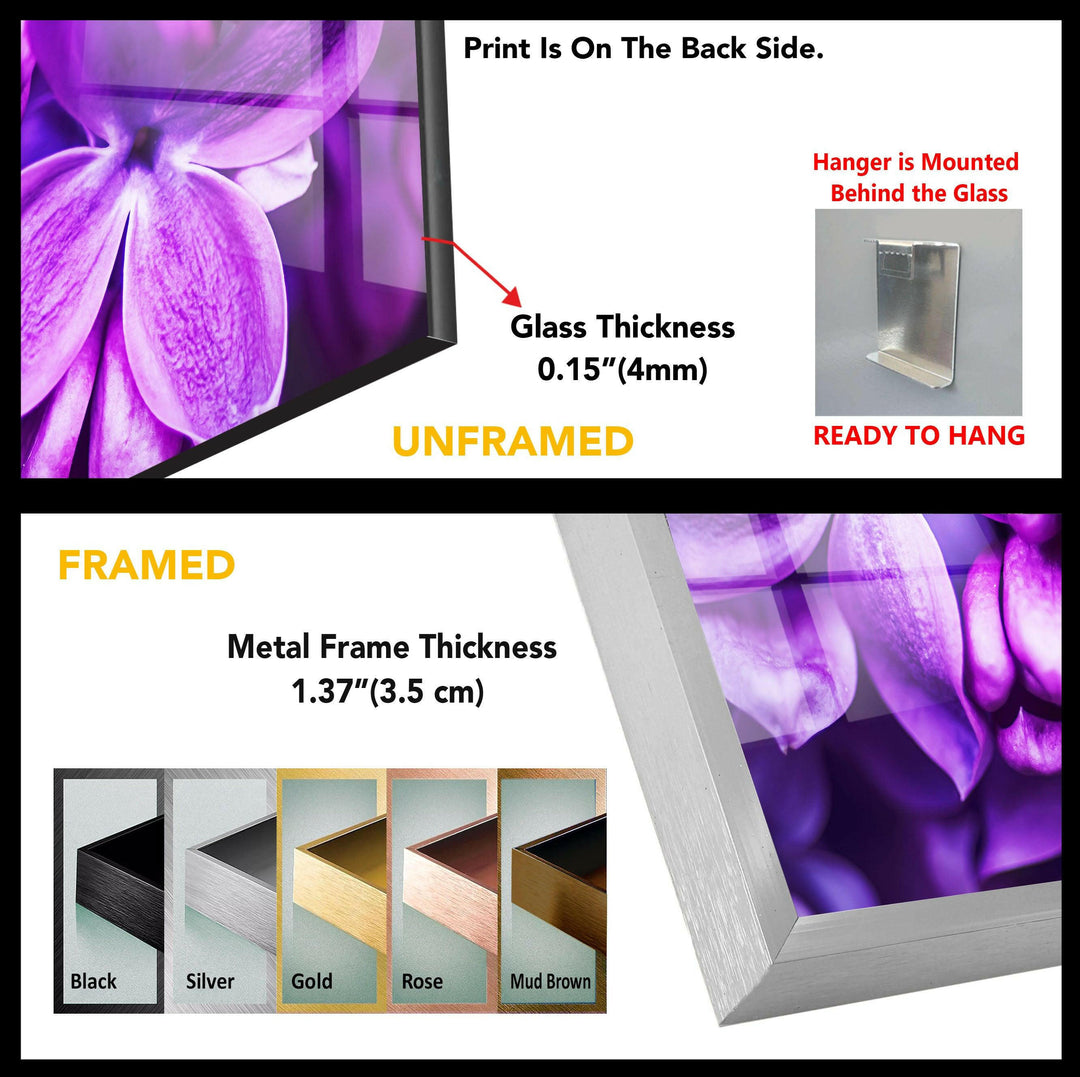 Purple Lilac Glass Wall Art, custom glass pictures, glass art prints