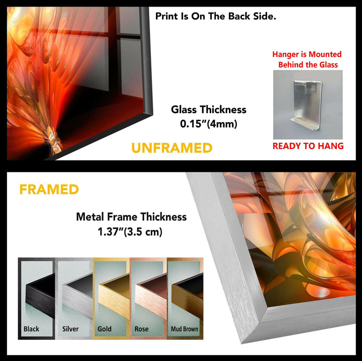 Orange Abstract Fractal Glass Wall Art