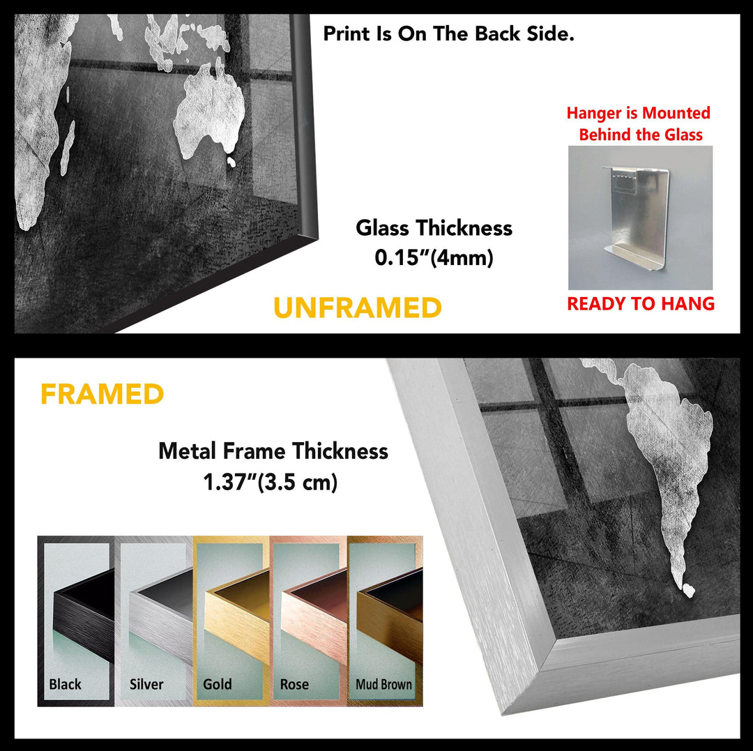 Moderne Weltkarte aus Glas als Wanddekoration