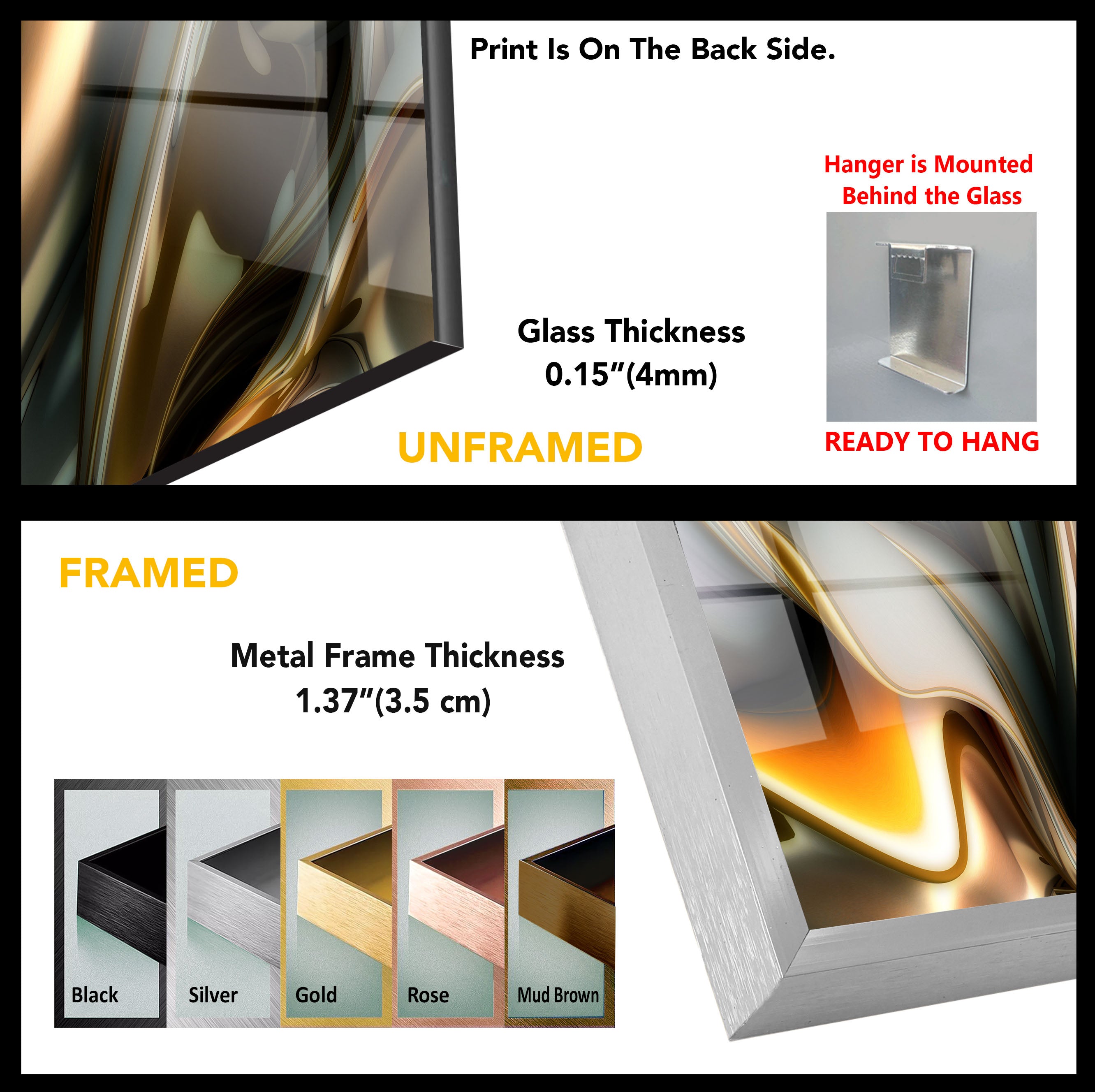 3D Illustration Abstract Tempered Glass Wall Art