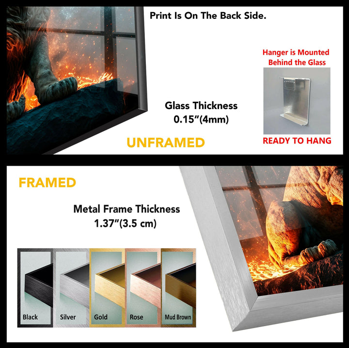 Feuerlöwe-Wandkunst aus Glas