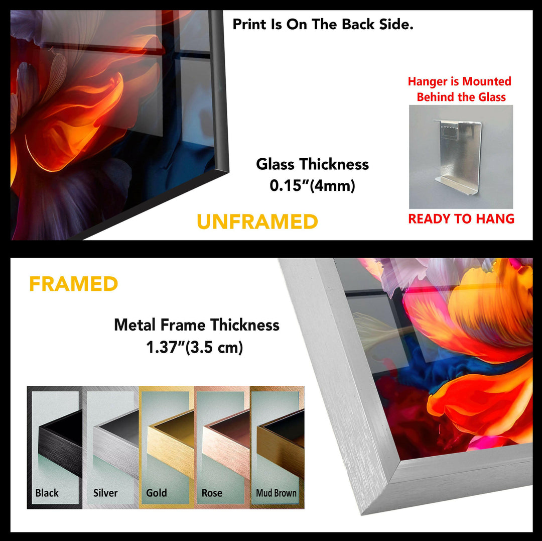 Watercolour Colorful Peony Flower Glass Wall Art, glass art painting, glass art for the Wall