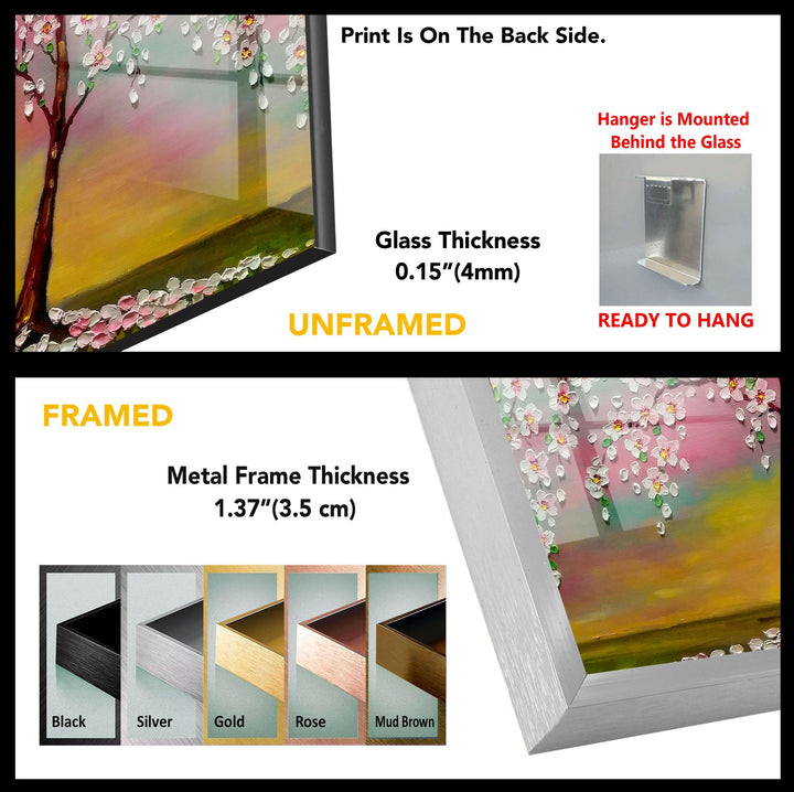 Cherry Blossom Tree Glass Wall Art, large glass photo prints, glass wall photos