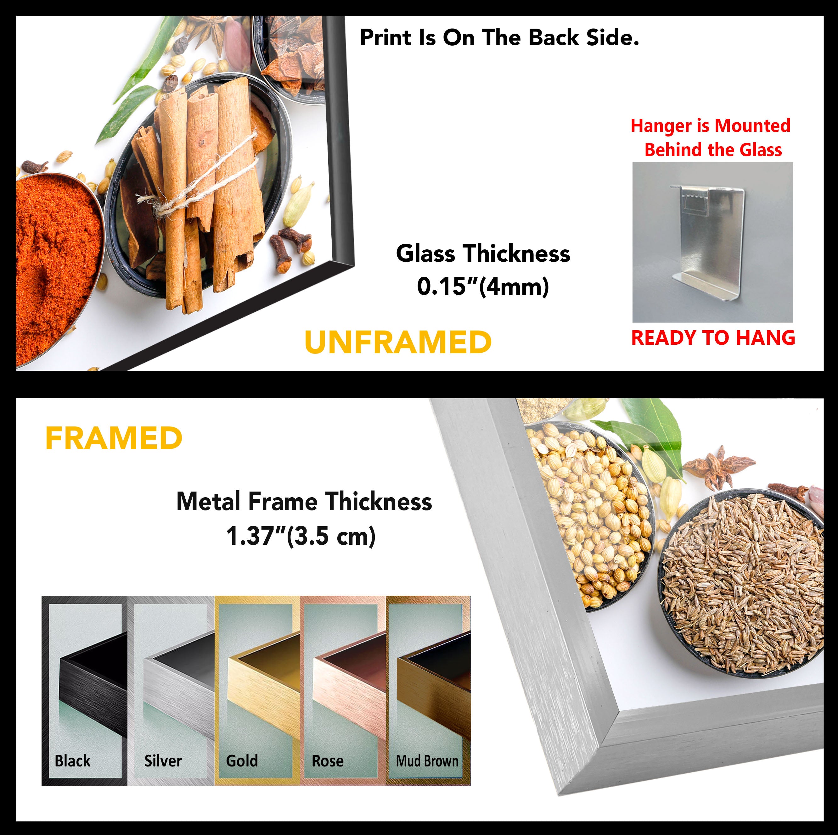 Kitchen Spices Tempered Glass Wall Art