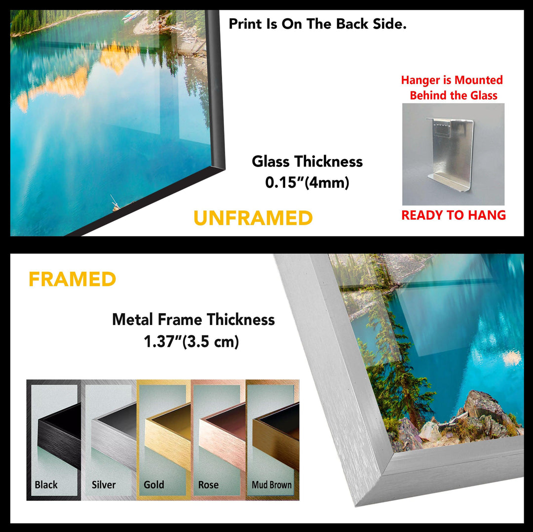 Moraine Lake Reflection: A Breathtaking Mountain Landscape on Glass Wall Art