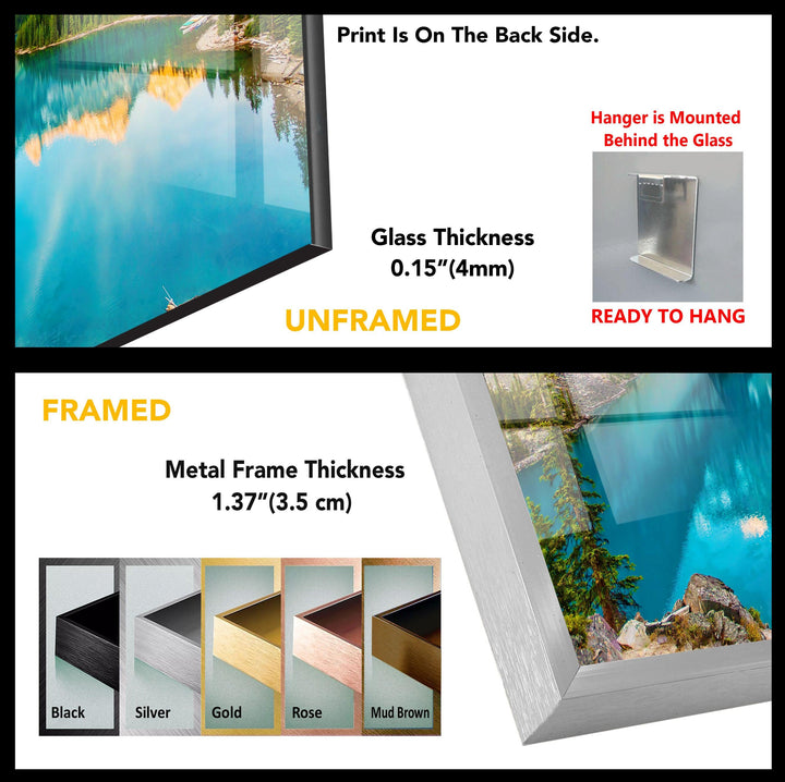 Moraine Lake Reflection: A Breathtaking Mountain Landscape on Glass Wall Art