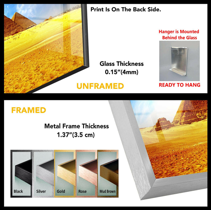 Giza Pyramids Glass Wall Art – A Timeless Egyptian Landscape