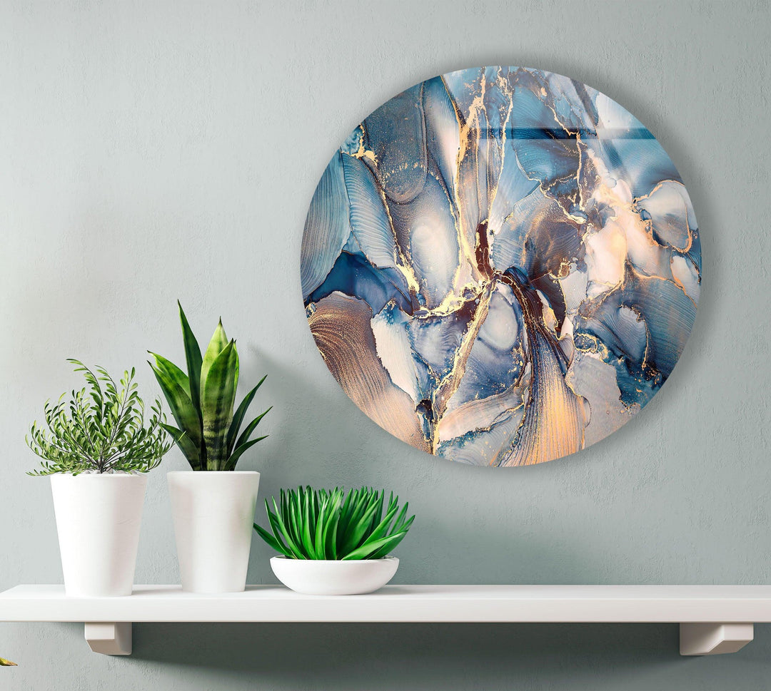 Blaugraue Alkoholtinten-Kunstglas-Wandkunst