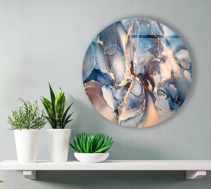 Blaugraue Alkoholtinten-Kunstglas-Wandkunst