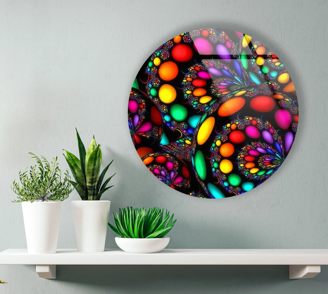 Psychedelic Fractal Wall Art – Round Color Explosion Glass Decor - MyPhotoStation