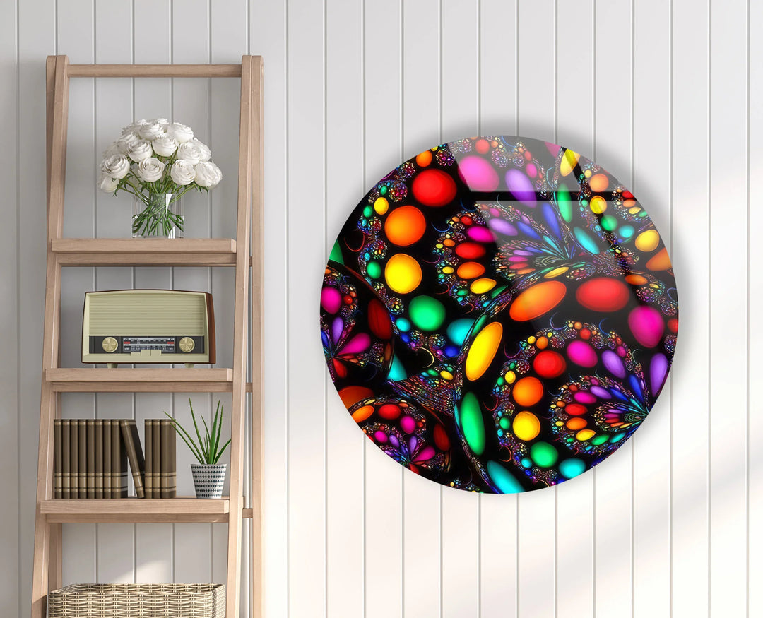 Psychedelic Fractal Wall Art – Round Color Explosion Glass Decor - MyPhotoStation