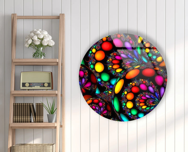 Psychedelic Fractal Wall Art – Round Color Explosion Glass Decor - MyPhotoStation