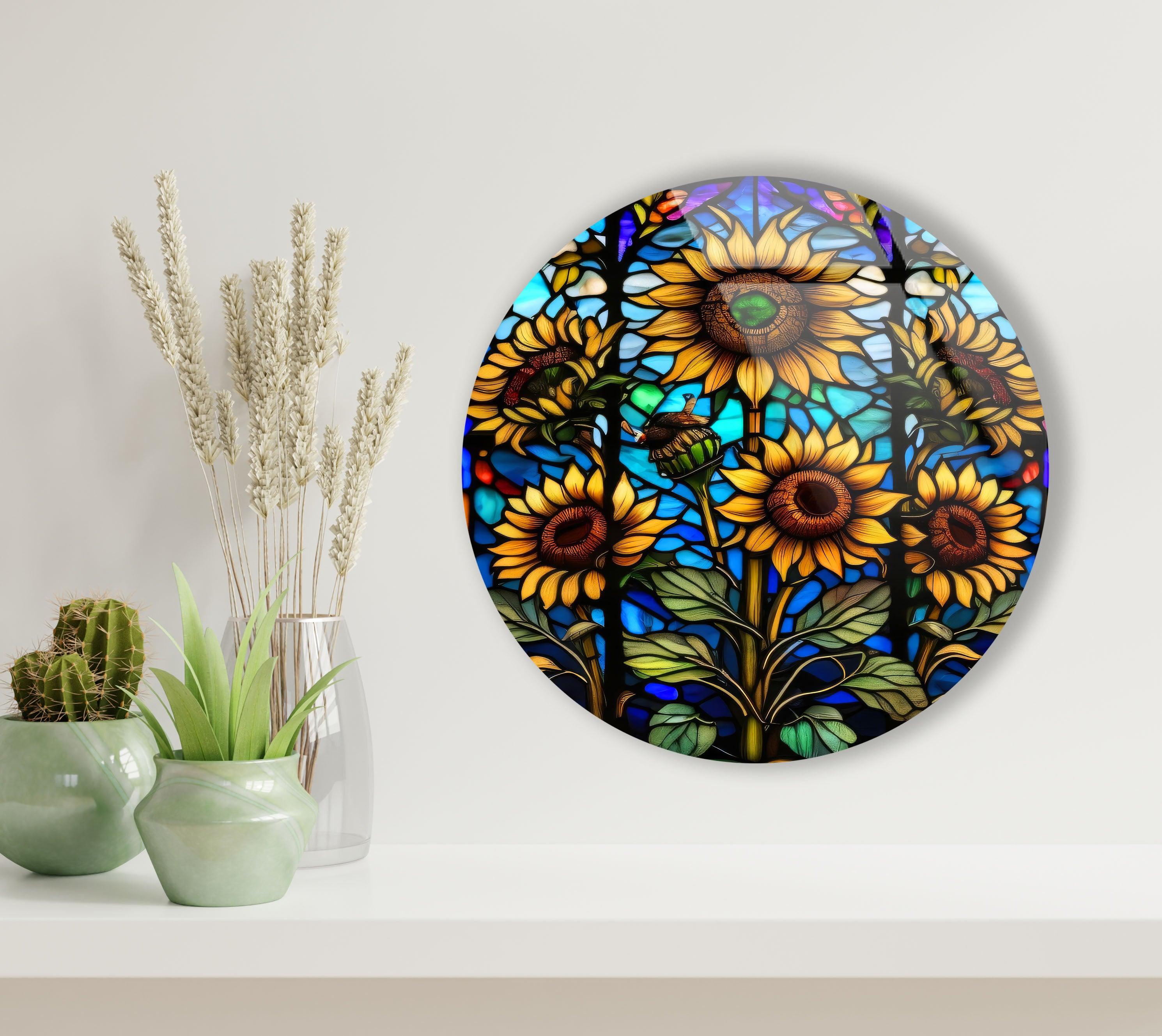 Sunflower Stained Glass Art – Bright Floral Decor
