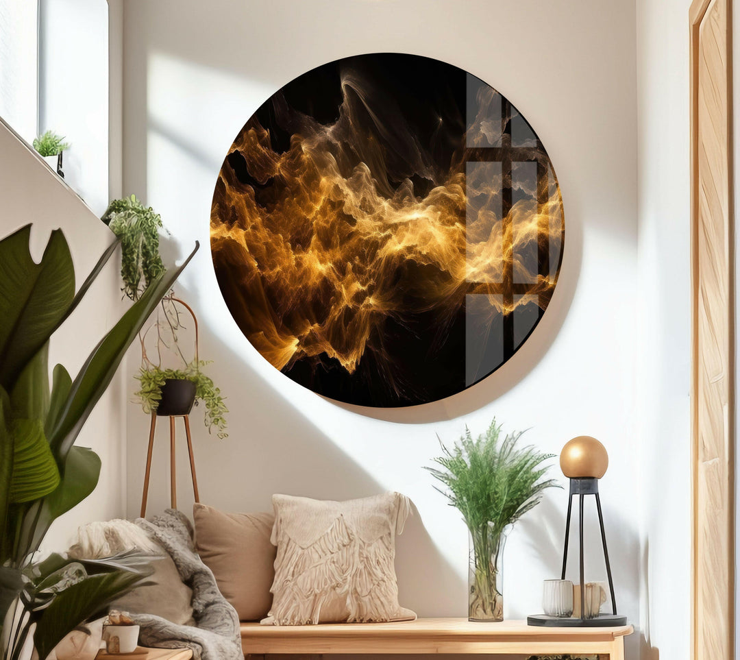 Feuerfunken Abstrakte Glaswandkunst